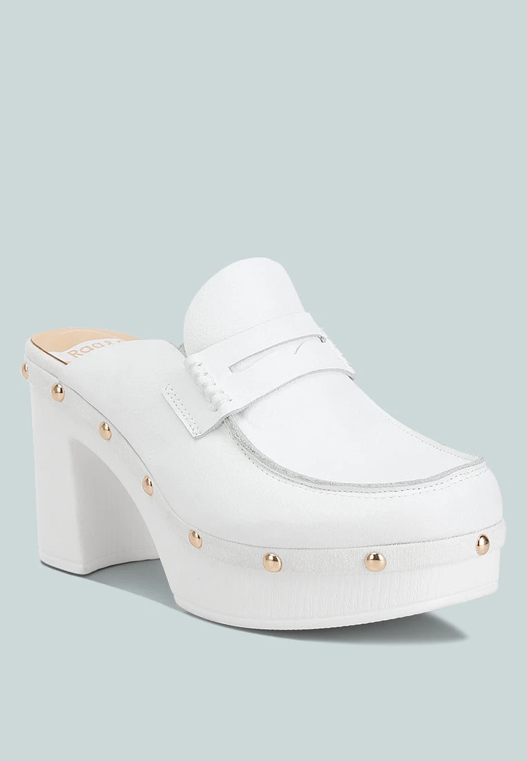 Lyrac Recycled Leather Platform Clogs In White 4 Lyrac Recycled Leather Platform Clogs In White - Image 3