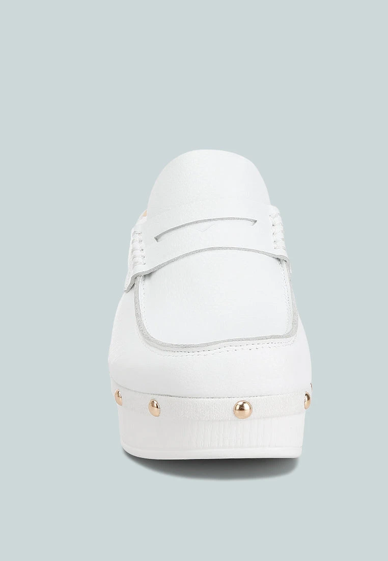 Lyrac Recycled Leather Platform Clogs In White 5 Lyrac Recycled Leather Platform Clogs In White - Image 4