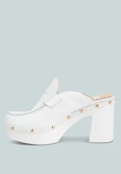 Lyrac Recycled Leather Platform Clogs In White 19 Lyrac Recycled Leather Platform Clogs In White -Her Shoe World lyracrecycledleatherplatformclogs RCSH4775R white 7
