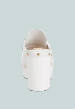 Lyrac Recycled Leather Platform Clogs In White 20 Lyrac Recycled Leather Platform Clogs In White -Her Shoe World lyracrecycledleatherplatformclogs RCSH4775R white 9