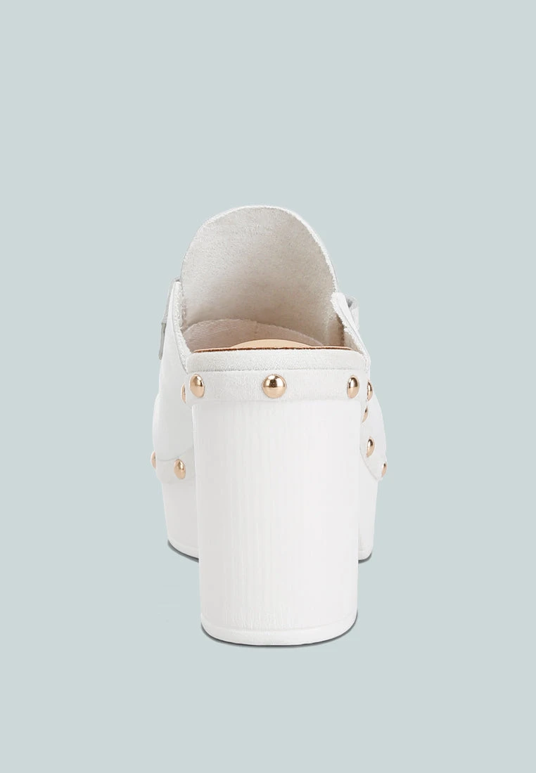 Lyrac Recycled Leather Platform Clogs In White 7 Lyrac Recycled Leather Platform Clogs In White - Image 6