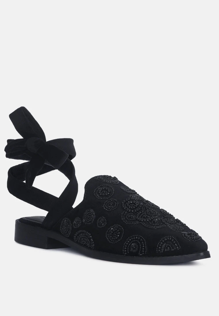 Mande Embroidered Velvet Mules In Black 3 Mande Embroidered Velvet Mules In Black