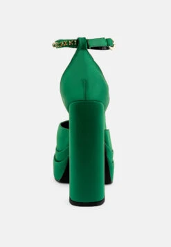 MARTINI Green Sky High Platform Sandals -Her Shoe World martiniskyhighrampwalksatinsandals RCSH3150 Green8 2