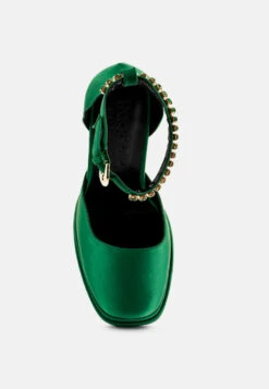 MARTINI Green Sky High Platform Sandals -Her Shoe World martiniskyhighrampwalksatinsandals RCSH3150 Green8 4