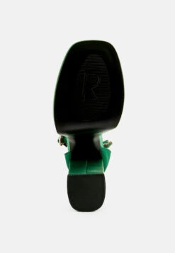 MARTINI Green Sky High Platform Sandals -Her Shoe World martiniskyhighrampwalksatinsandals RCSH3150 Green 4