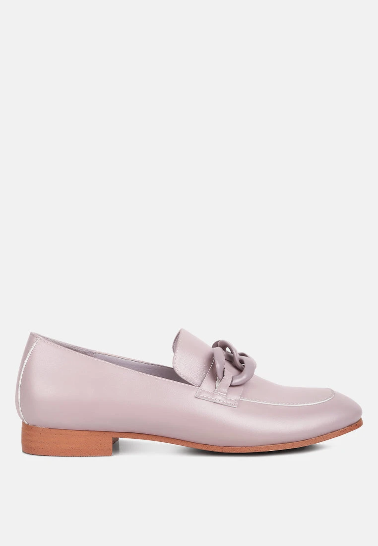 MERVA Chunky Chain Leather Loafers In Lilac 4 MERVA Chunky Chain Leather Loafers In Lilac - Image 2