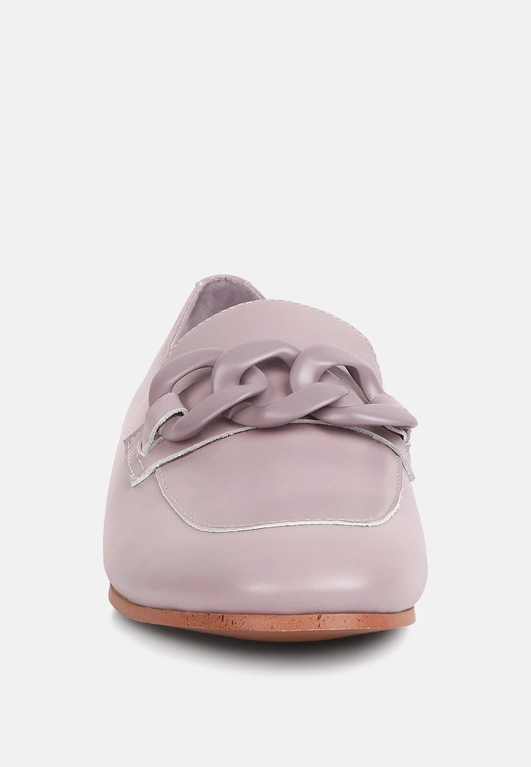 MERVA Chunky Chain Leather Loafers In Lilac 5 MERVA Chunky Chain Leather Loafers In Lilac - Image 3
