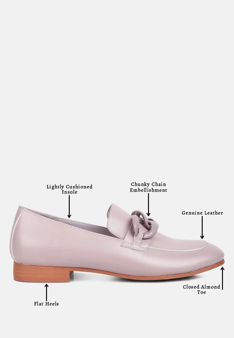 MERVA Chunky Chain Leather Loafers In Lilac 10 MERVA Chunky Chain Leather Loafers In Lilac - Image 8