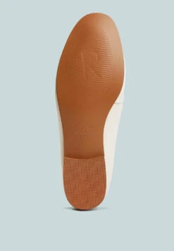 MERVA Chunky Chain Leather Loafers In Off White -Her Shoe World mervachunkychainleatherloafersRCSH4106OffWhite 12