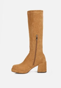 MORPIN Tan Stretch Suede Calf Boots 11 MORPIN Tan Stretch Suede Calf Boots -Her Shoe World morpinstretchsuedecalfboots RCSH3922 tan 3