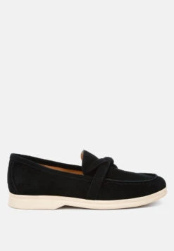 Nautica Genuine Suede Knot Detailed Loafers 38 Nautica Genuine Suede Knot Detailed Loafers -Her Shoe World nauticasuedeknotdetailedloafers RCSH4827 black 4