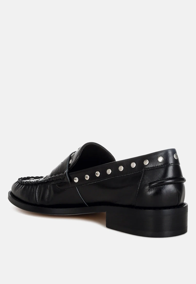 Oglavia Studs Embellished Leather Loafers 11 Oglavia Studs Embellished Leather Loafers - Image 9