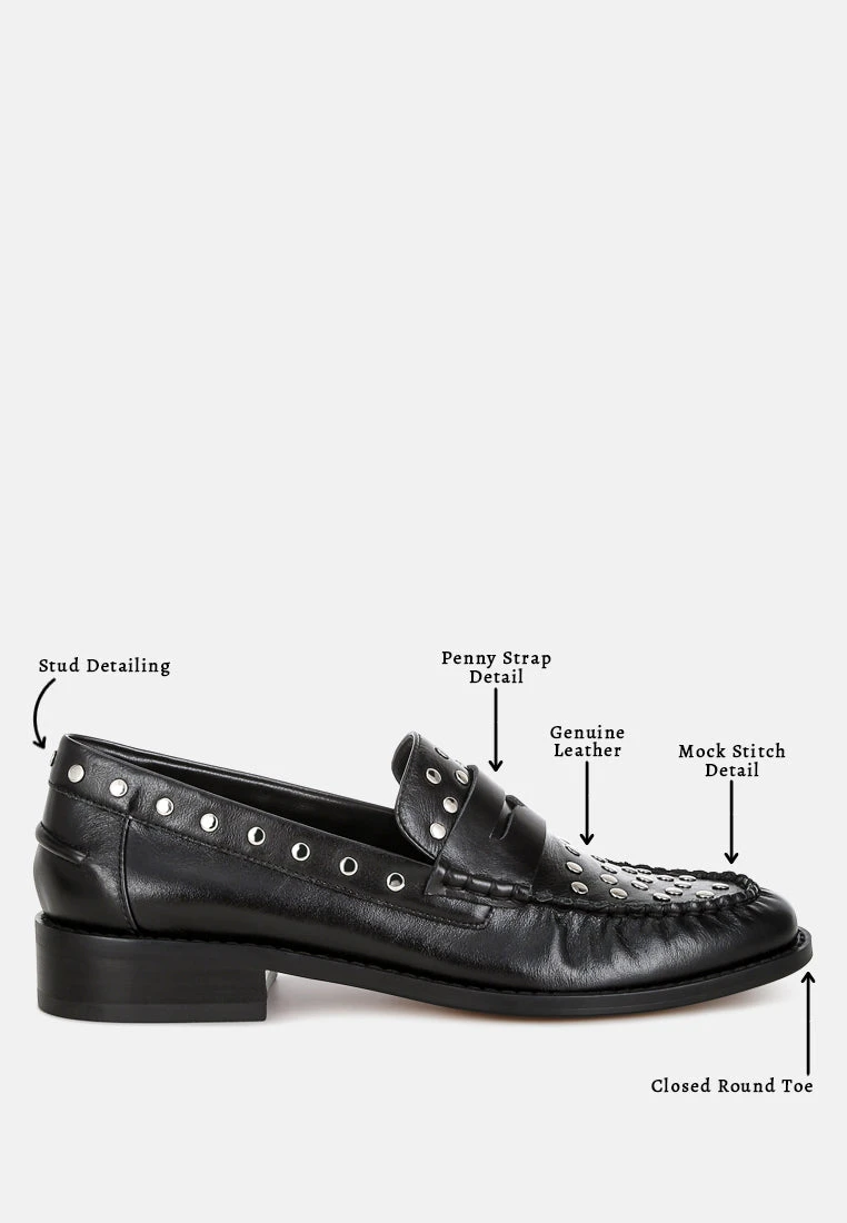 Oglavia Studs Embellished Leather Loafers 14 Oglavia Studs Embellished Leather Loafers - Image 12