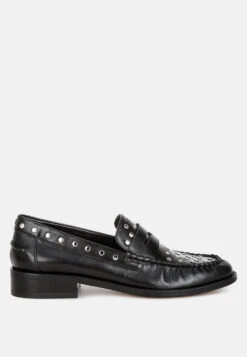 Oglavia Studs Embellished Leather Loafers 27 Oglavia Studs Embellished Leather Loafers -Her Shoe World oglaviastudsembellishedleatherloafers RCSH4825 black 8