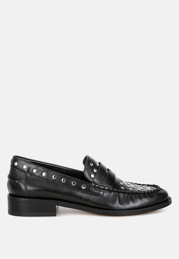 Oglavia Studs Embellished Leather Loafers 8 Oglavia Studs Embellished Leather Loafers - Image 6