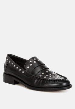 Oglavia Studs Embellished Leather Loafers 29 Oglavia Studs Embellished Leather Loafers -Her Shoe World oglaviastudsembellishedleatherloafers RCSH4825 black 9