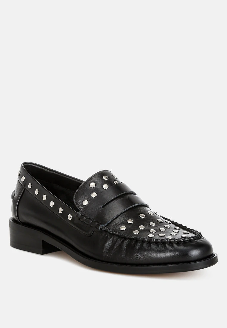 Oglavia Studs Embellished Leather Loafers 10 Oglavia Studs Embellished Leather Loafers - Image 8