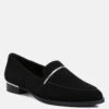 PAULINA Black Suede Leather Loafers -Her Shoe World paulinasuedeslip onloafers RCSH2234 black 2