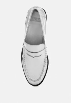 Plavia Genuine Leather Loafers -Her Shoe World plaviagenuineleatherloafers RCSH4826 silver 10