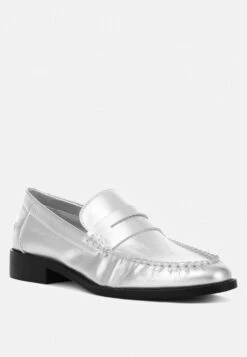 Plavia Genuine Leather Loafers -Her Shoe World plaviagenuineleatherloafers RCSH4826 silver 4