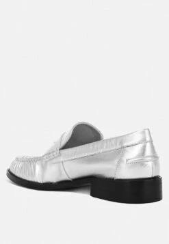 Plavia Genuine Leather Loafers -Her Shoe World plaviagenuineleatherloafers RCSH4826 silver 7