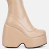 PURNELL Beige High Platform Ankle Boots 1 PURNELL Beige High Platform Ankle Boots -Her Shoe World purnellhighplatformankleboots RCSH3897 beige 10