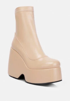 PURNELL Beige High Platform Ankle Boots -Her Shoe World purnellhighplatformankleboots RCSH3897 beige 4