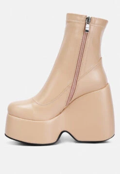 PURNELL Beige High Platform Ankle Boots -Her Shoe World purnellhighplatformankleboots RCSH3897 beige 7