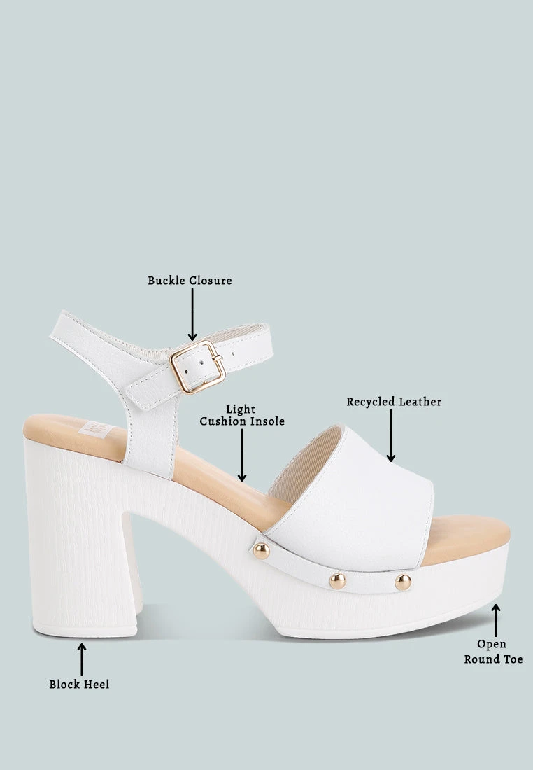 Sawor Recycled Leather High Block Sandals In White 10 Sawor Recycled Leather High Block Sandals In White - Image 8