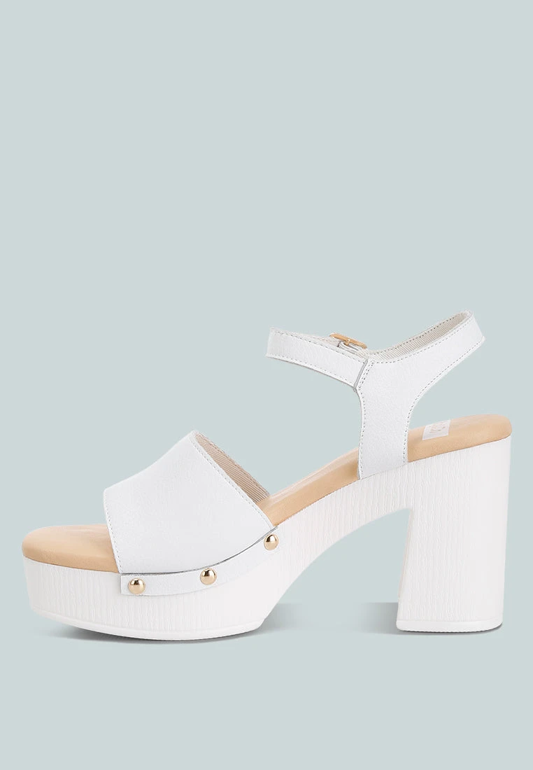 Sawor Recycled Leather High Block Sandals In White 6 Sawor Recycled Leather High Block Sandals In White - Image 4