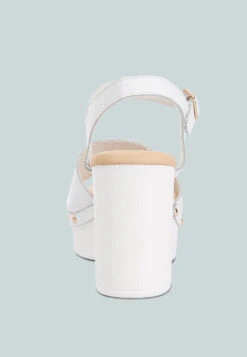 Sawor Recycled Leather High Block Sandals In White 21 Sawor Recycled Leather High Block Sandals In White -Her Shoe World saworrecycledleatherhighblocksandals RCSH4772R white 6