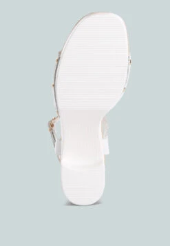 Sawor Recycled Leather High Block Sandals In White 23 Sawor Recycled Leather High Block Sandals In White -Her Shoe World saworrecycledleatherhighblocksandals RCSH4772R white 8