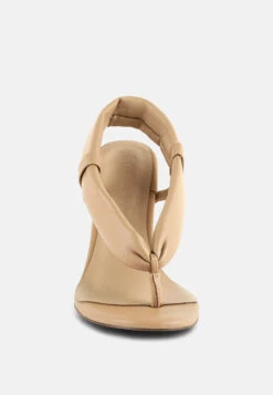 SINGLES Beige Stiletto Heel Thong Sandals 11 SINGLES Beige Stiletto Heel Thong Sandals -Her Shoe World singleshighheeledthongsandals RCSH3037 tan 6