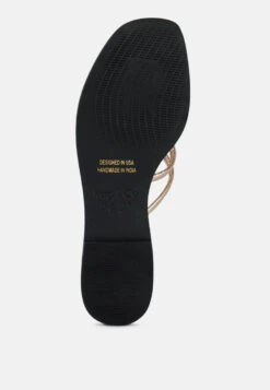 SWEETIN Rose Gold Strappy Flat Slip On Sandals -Her Shoe World sweetinblackstrappyflatsliponsandals RCSH4080 rosegold 5