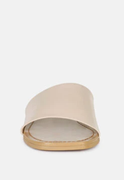 TATAMI Latte Leather Classic Slide Flats -Her Shoe World tatamileatherclassicslideflats RCSH2953 latte 3