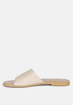 TATAMI Latte Leather Classic Slide Flats -Her Shoe World tatamileatherclassicslideflats RCSH2953 latte 4