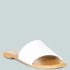 TATAMI White Leather Classic Slide Flats -Her Shoe World tatamileatherclassicslideflats RCSH2953 white 6