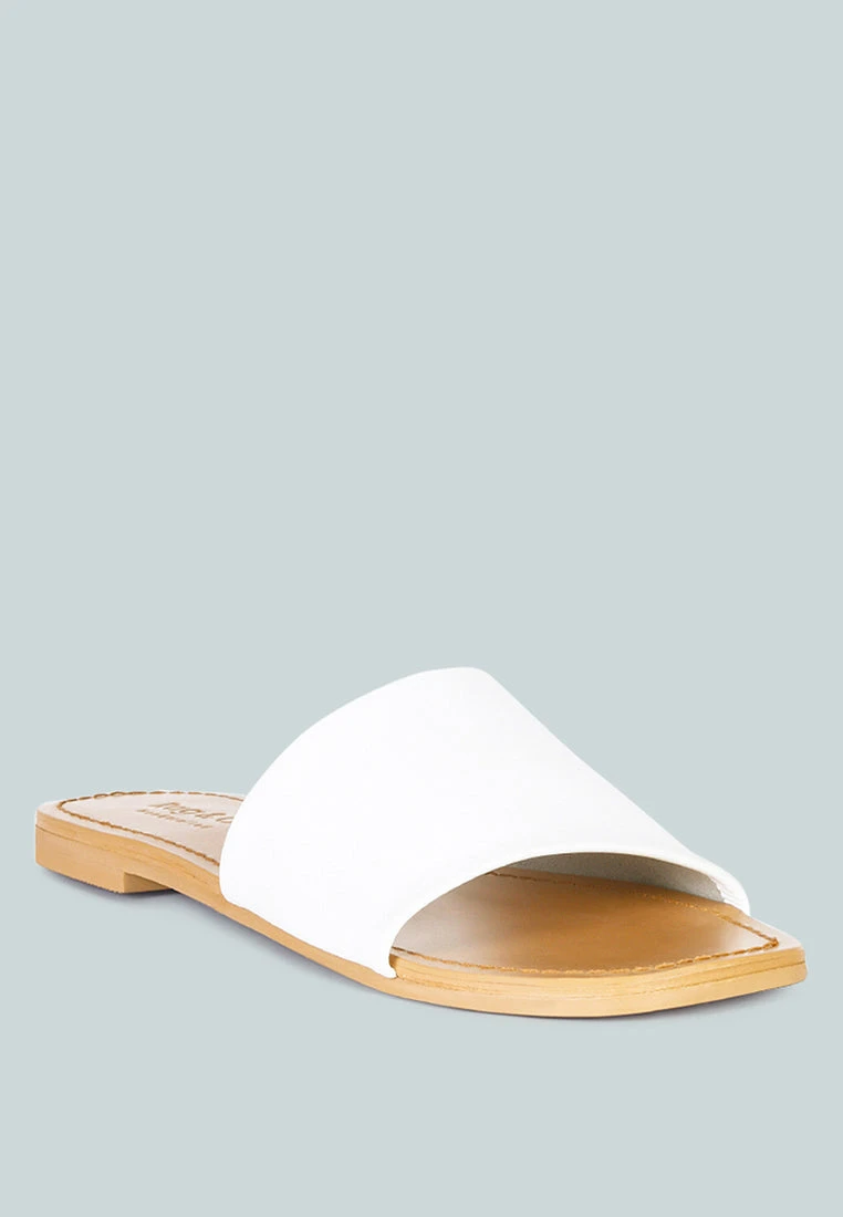 TATAMI White Leather Classic Slide Flats 3 TATAMI White Leather Classic Slide Flats