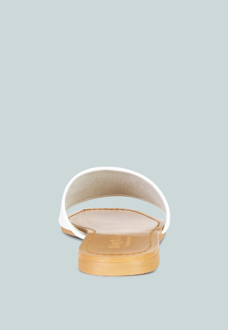 TATAMI White Leather Classic Slide Flats 7 TATAMI White Leather Classic Slide Flats - Image 5