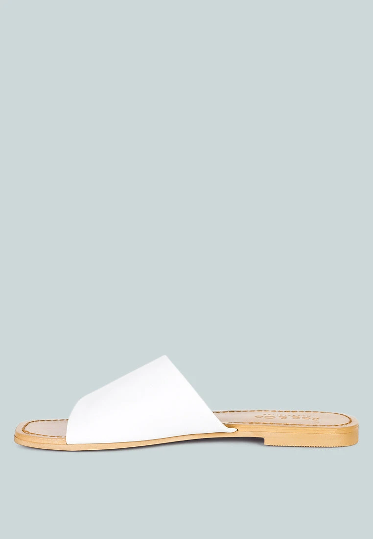 TATAMI White Leather Classic Slide Flats 6 TATAMI White Leather Classic Slide Flats - Image 4