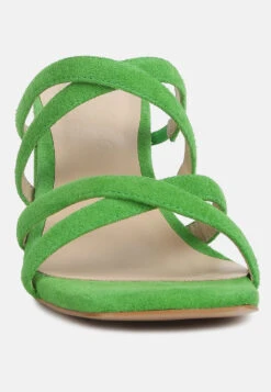 Valentina Strappy Casual Block Heel Sandals In Green 11 Valentina Strappy Casual Block Heel Sandals In Green -Her Shoe World valentinastrappycasualblockheelsandalsinGreen RCSH4188 Green 1