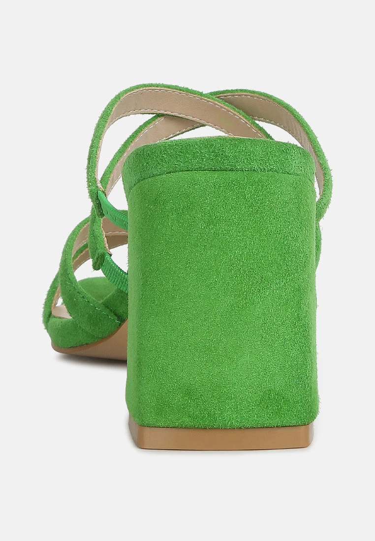 Valentina Strappy Casual Block Heel Sandals In Green 7 Valentina Strappy Casual Block Heel Sandals In Green - Image 5