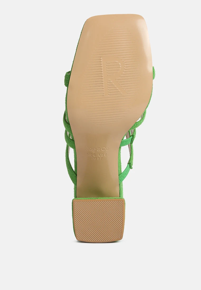 Valentina Strappy Casual Block Heel Sandals In Green 9 Valentina Strappy Casual Block Heel Sandals In Green - Image 7