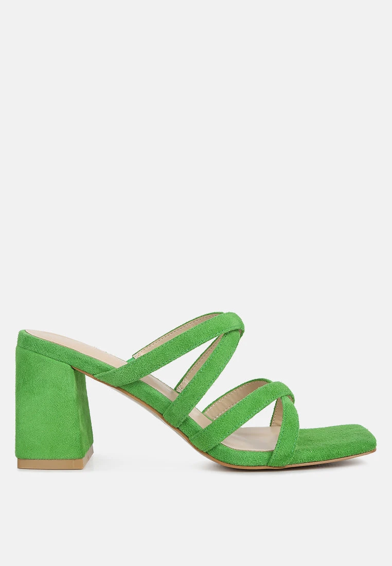 Valentina Strappy Casual Block Heel Sandals In Green 4 Valentina Strappy Casual Block Heel Sandals In Green - Image 2