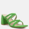 Valentina Strappy Casual Block Heel Sandals In Green -Her Shoe World valentinastrappycasualblockheelsandalsinGreen RCSH4188 Green 8