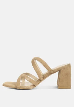 Valentina Strappy Casual Block Heel Sandals In Tan -Her Shoe World valentinastrappycasualblockheelsandalsinTan RCSH4188 Tan 3
