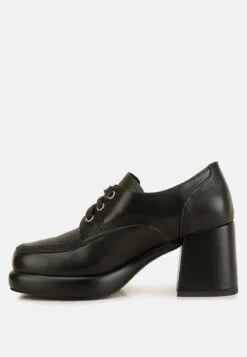 Quecha Leather Block Heel Oxfords In Black -Her Shoe World zailaleatherblockheeloxfords RCSH4218 black 4