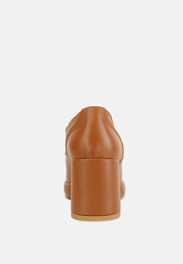 Quecha Leather Block Heel Oxfords In Tan 7 Quecha Leather Block Heel Oxfords In Tan - Image 5
