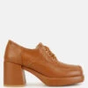 Quecha Leather Block Heel Oxfords In Tan -Her Shoe World zailaleatherblockheeloxfords RCSH4218 tan 5
