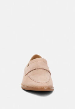 ZOFIA Nude Suede Penny Loafers 10 ZOFIA Nude Suede Penny Loafers -Her Shoe World zofiasuedepennyloafers RCSH2226 nude 3